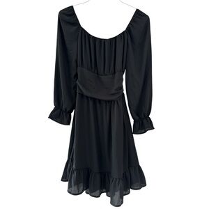 Black Long‎ Sleeve Tie Back Casual Mini Dress Size small